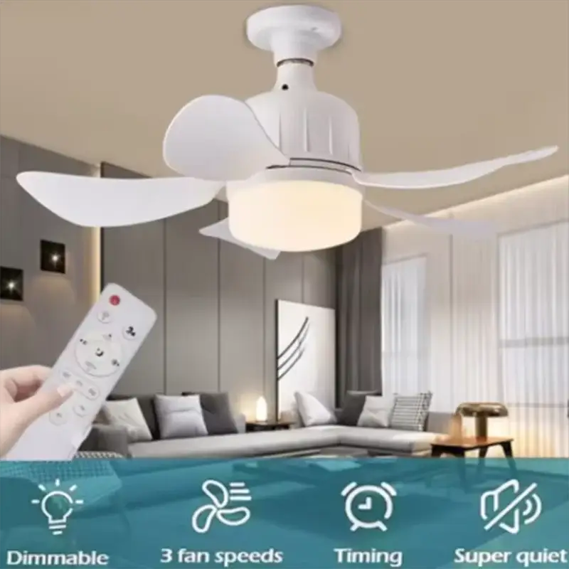 Ceiling Fan With Light | 16 Inch | Remote Control | E27 Socket Brushed Nickel