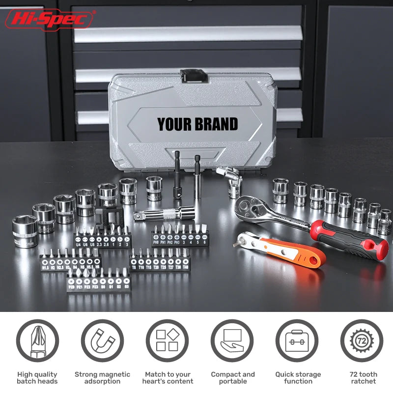 64PC 3/8" Socket & Bit Set Professional 72T Ratchet Wrench Kit Cr-V Steel Socket Extension Bar Tool Kit for Auto & Home Repair from PriceLows™