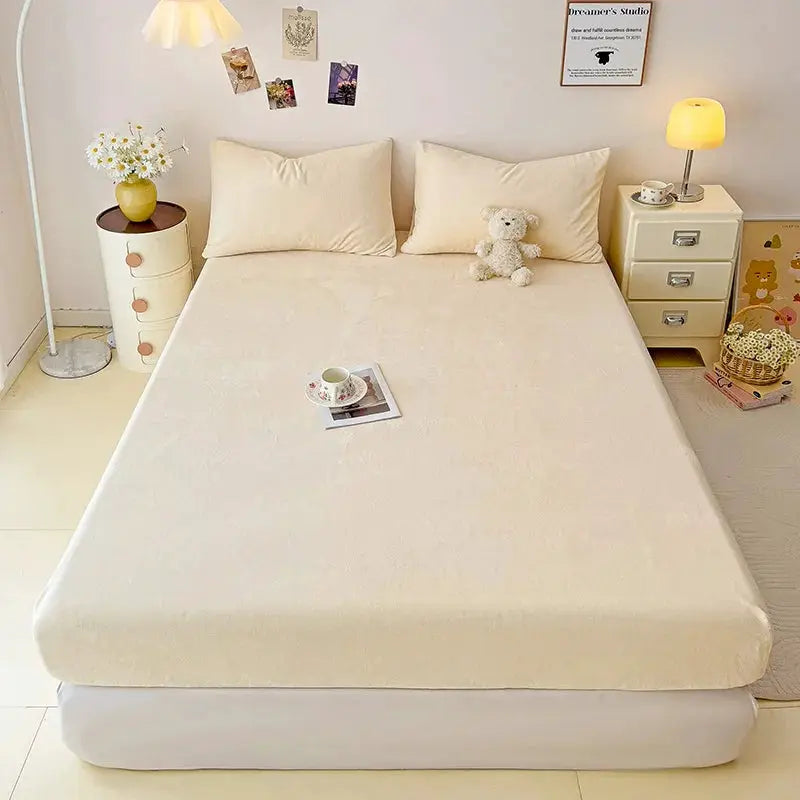 Fitted Bed Sheet | Polyester Fleece | Plaid Pattern | Single Queen King