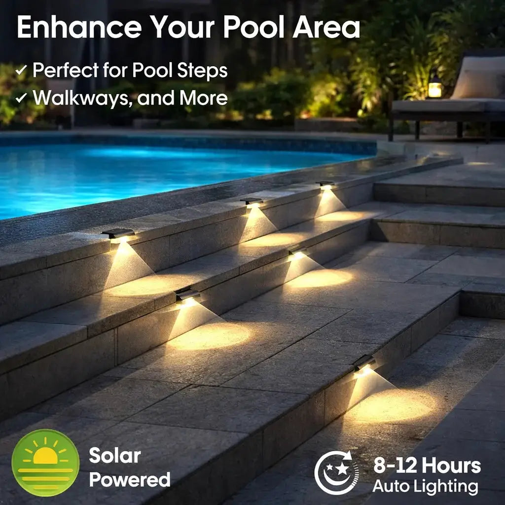 6/14 Pack Outdoor Solar Fence Lights Waterproof LED Step Lights for Deck, Yard, Patio, Garden, Pathway, Pool & Stairs from PriceLows™