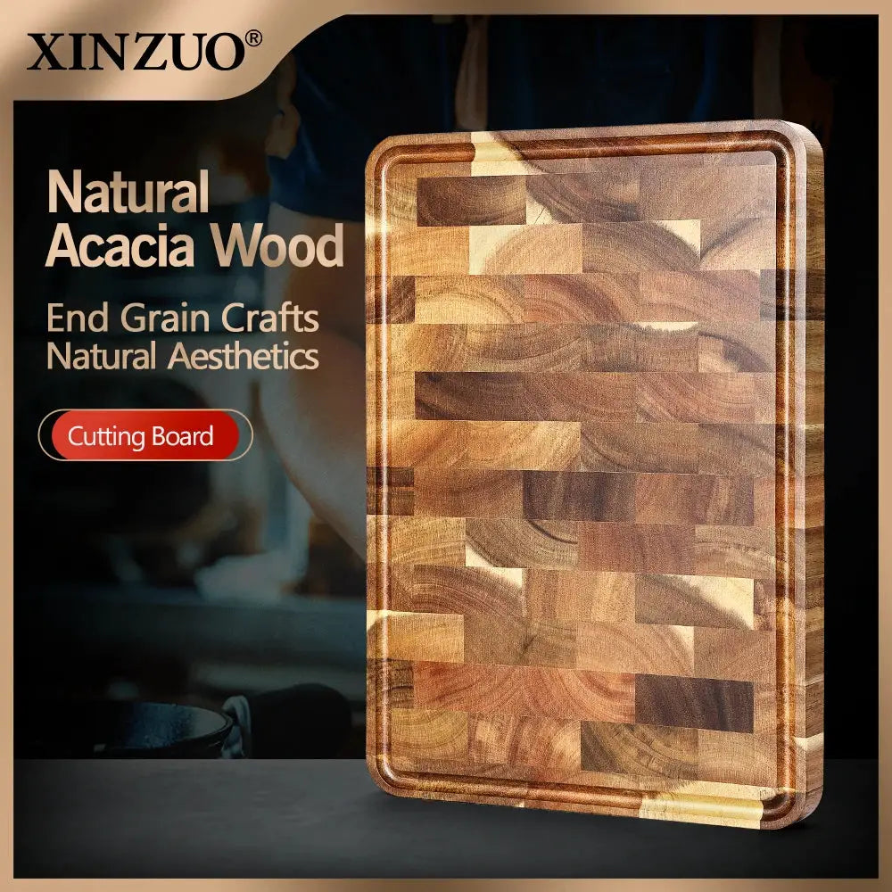 Cutting Board | Acacia Wood | Non Slip Base | Large Rectangular