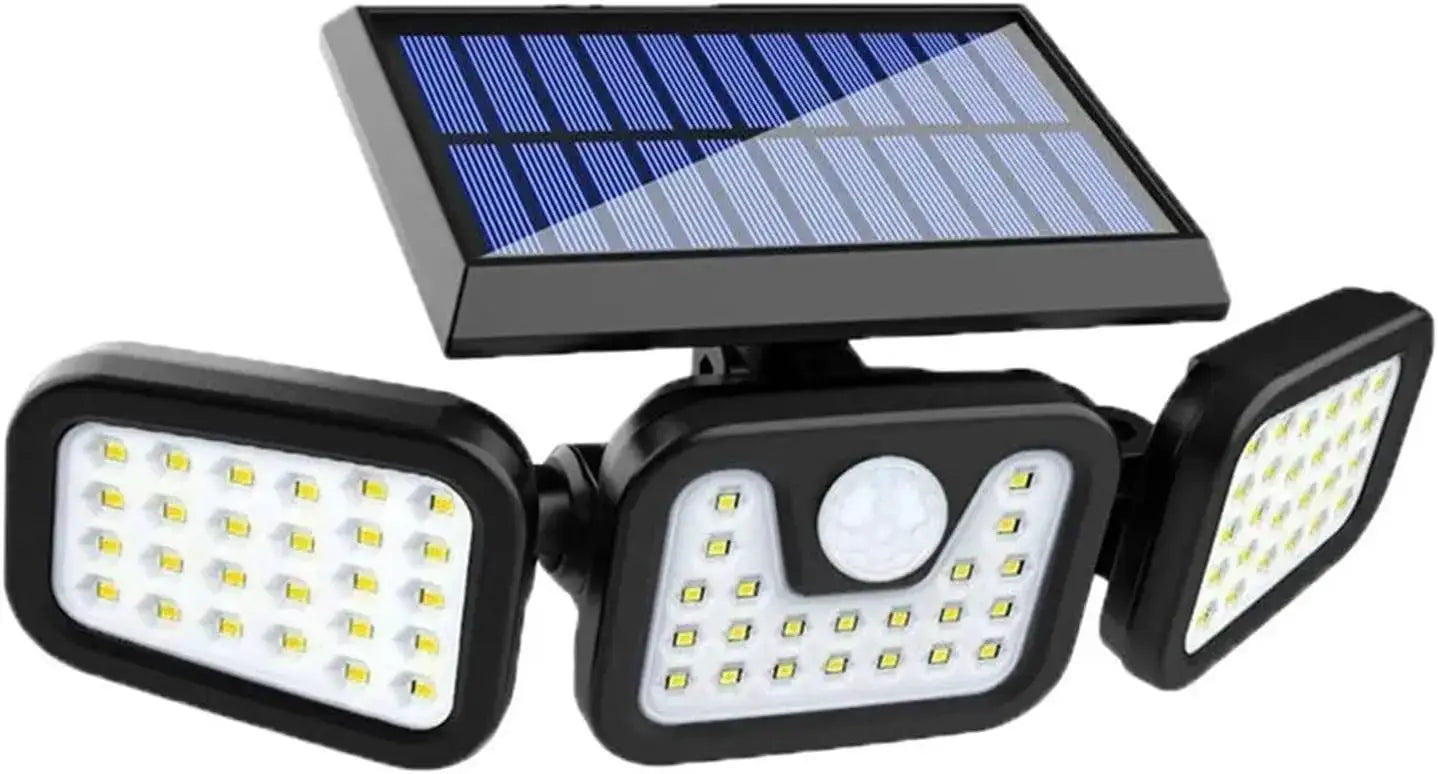 72 LED Three-Head Solar Wall Light with Human Body Motion Sensor - Waterproof Adjustable Garden Street Light from PriceLows™