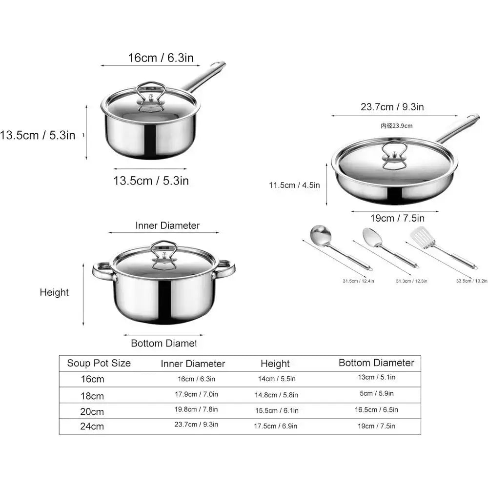 Kitchen Cookware Set: Stainless Steel Pots and Pans with Lids for Home Cooking from PriceLows™