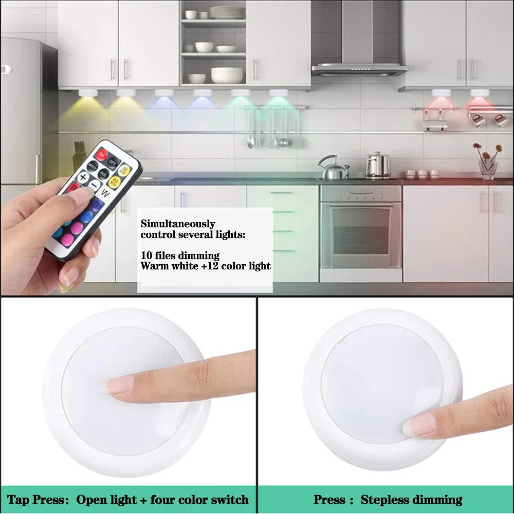 LED Night Light | AAA Battery Powered | Dimmable Multicolor | Adhesive Sticker