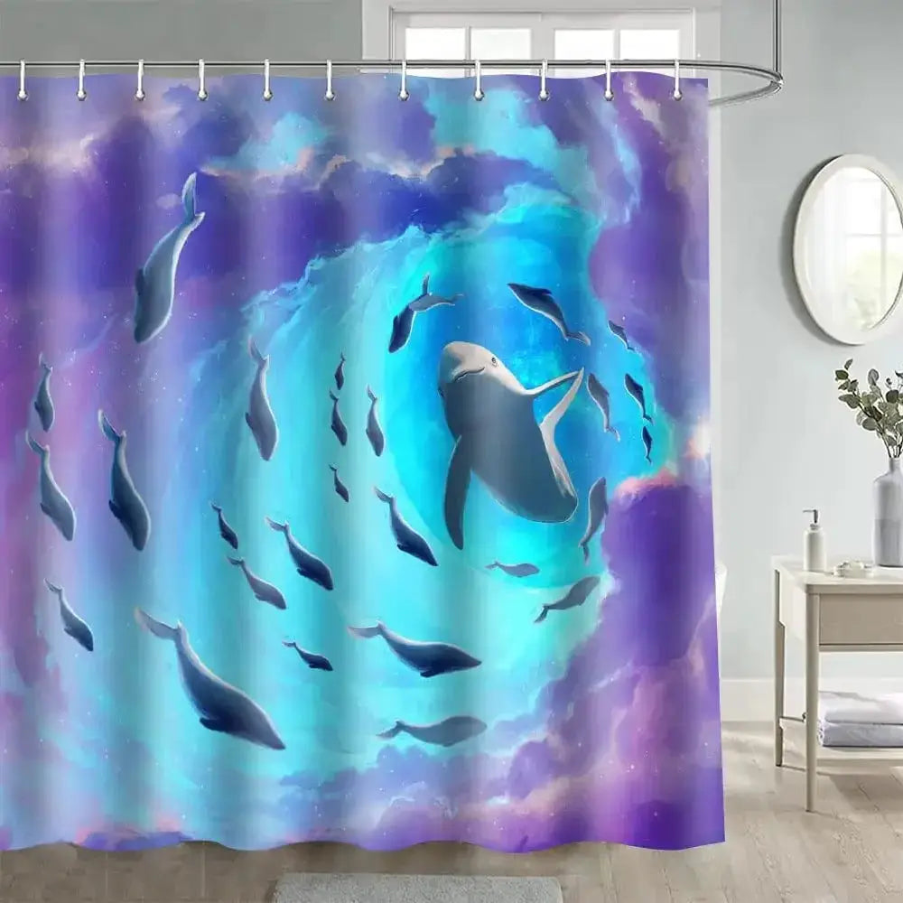 Dolphin Shower Curtain Sea Theme Shower Curtain Hook Washable Dolphin Waterproof 3D Animals Shower Curtain for Bathroom Decor from PriceLows™