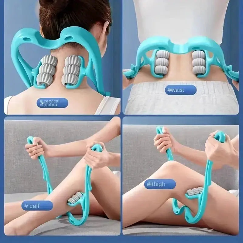 Six Wheel Neck Massager | Manual Kneading Relief | Clip On Home Use