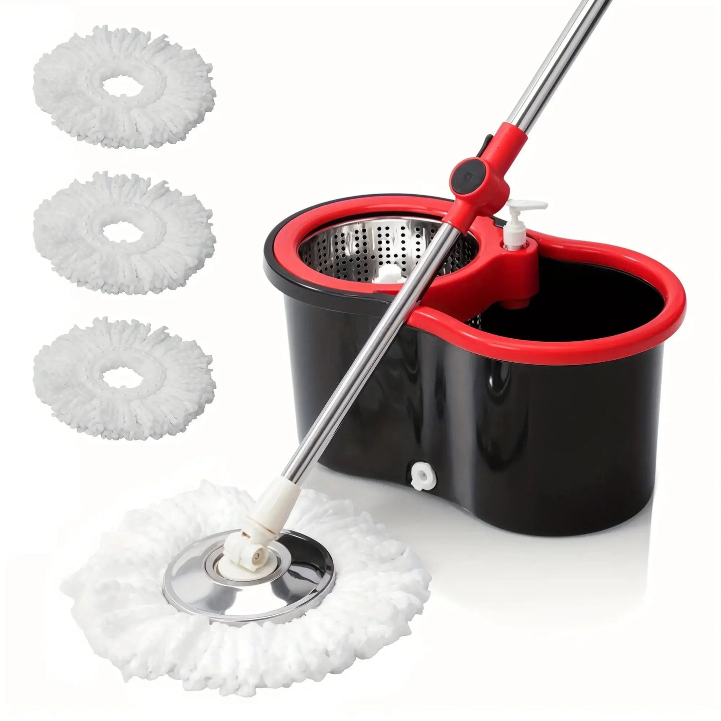 Heavy Duty Spin Mop and Bucket Set 360° Rotating Floor Cleaner with 3 Microfiber Mop Heads Adjustable Handle from PriceLows™