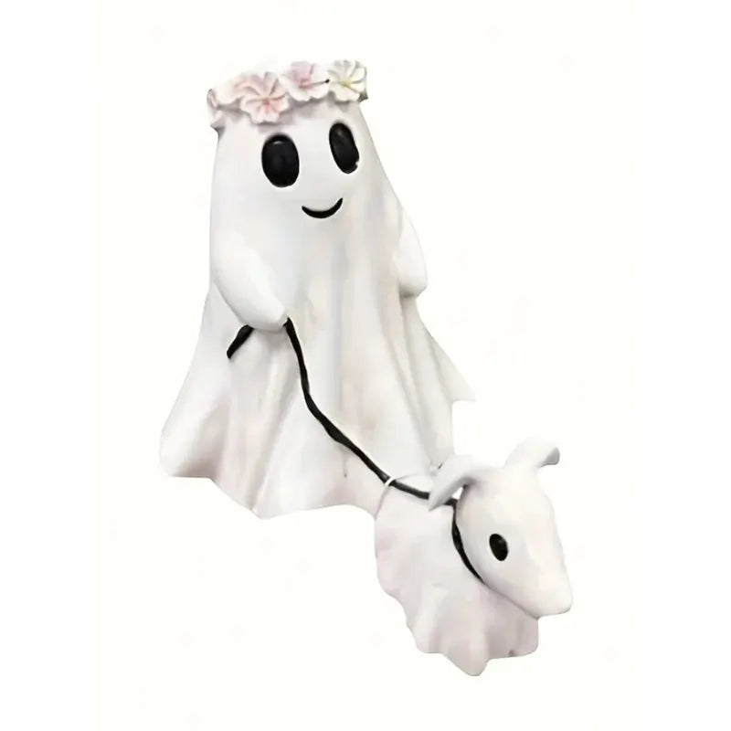 2025 Halloween Ghost Dog Walking Statue, Spooky Figurine for Holiday Decor, Indoor/Outdoor Ornament, Gift from PriceLows™