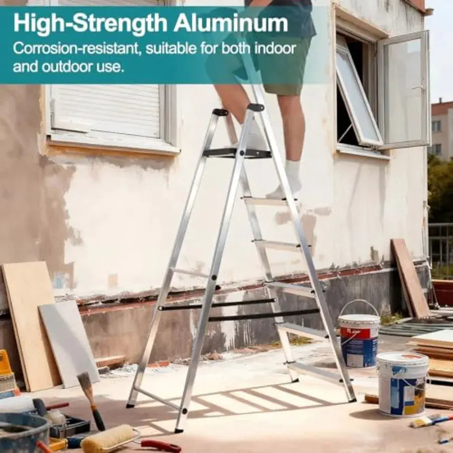 6 Step Ladder, 330lbs Folding Step Stool with Anti-Slip Wide Pedal Handrails, Aluminum Stool Ladders, Safety Household Ladder f from PriceLows™