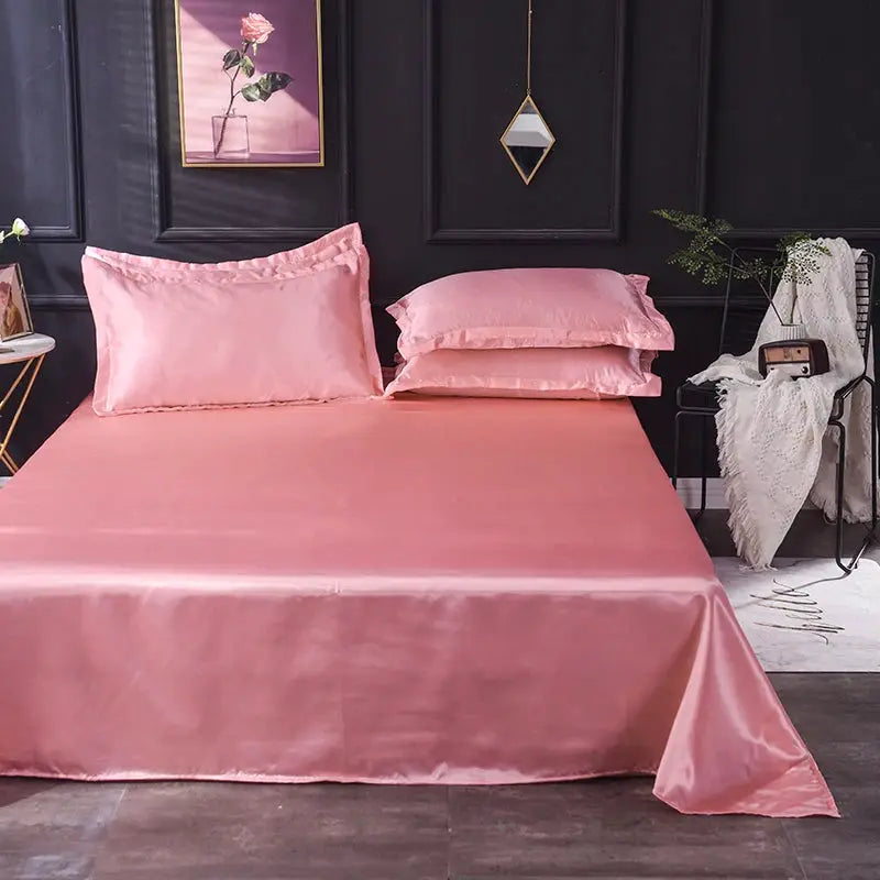 Satin Bed Sheets | Soft Weave | Solid Color | Twin Set