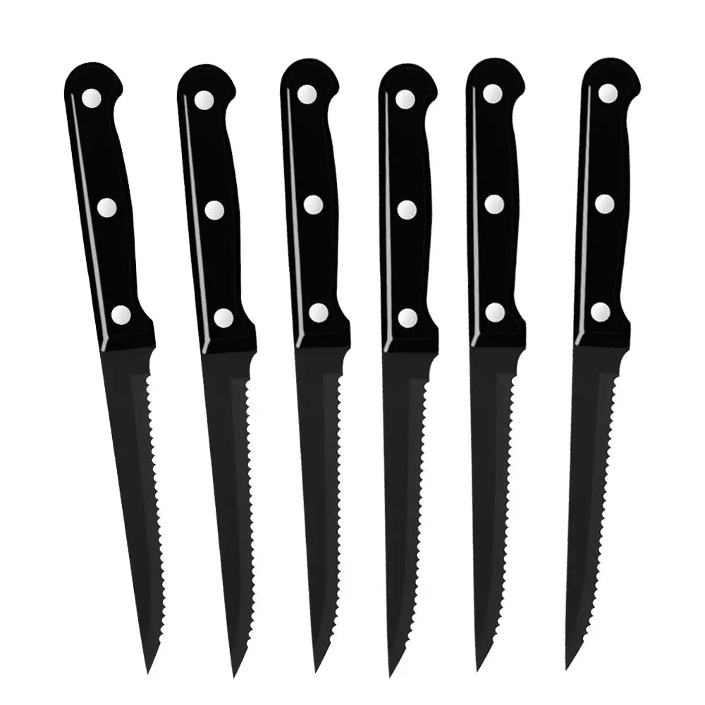 30pcs Black Dinnerware Set Stainless Steel Steak Knife Fork Coffee Spoon Teaspoon Flatware Dishwasher Safe Kitchen Tableware Set from PriceLows™