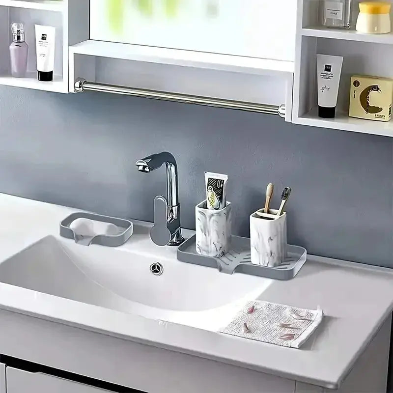Silicone Faucet Mat Sink Tray Soap Dispenser Sponge Drain Pad Sink Scrubber Brush Storage Rack Kitchen Organizer from PriceLows™