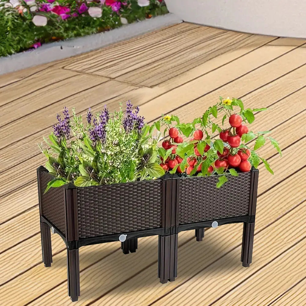 Elevated Plastic Raised Garden Bed Planter Outdoor Planters Above Ground Flower Vegetable Standing Box Garden Box for Garden from PriceLows™