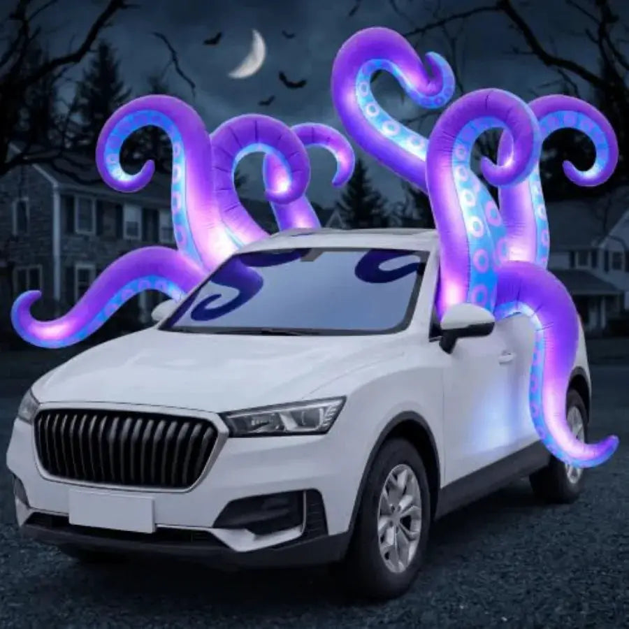 Halloween Inflatable Trunk Decor | Black Octopus Tentacles | LED Lights
