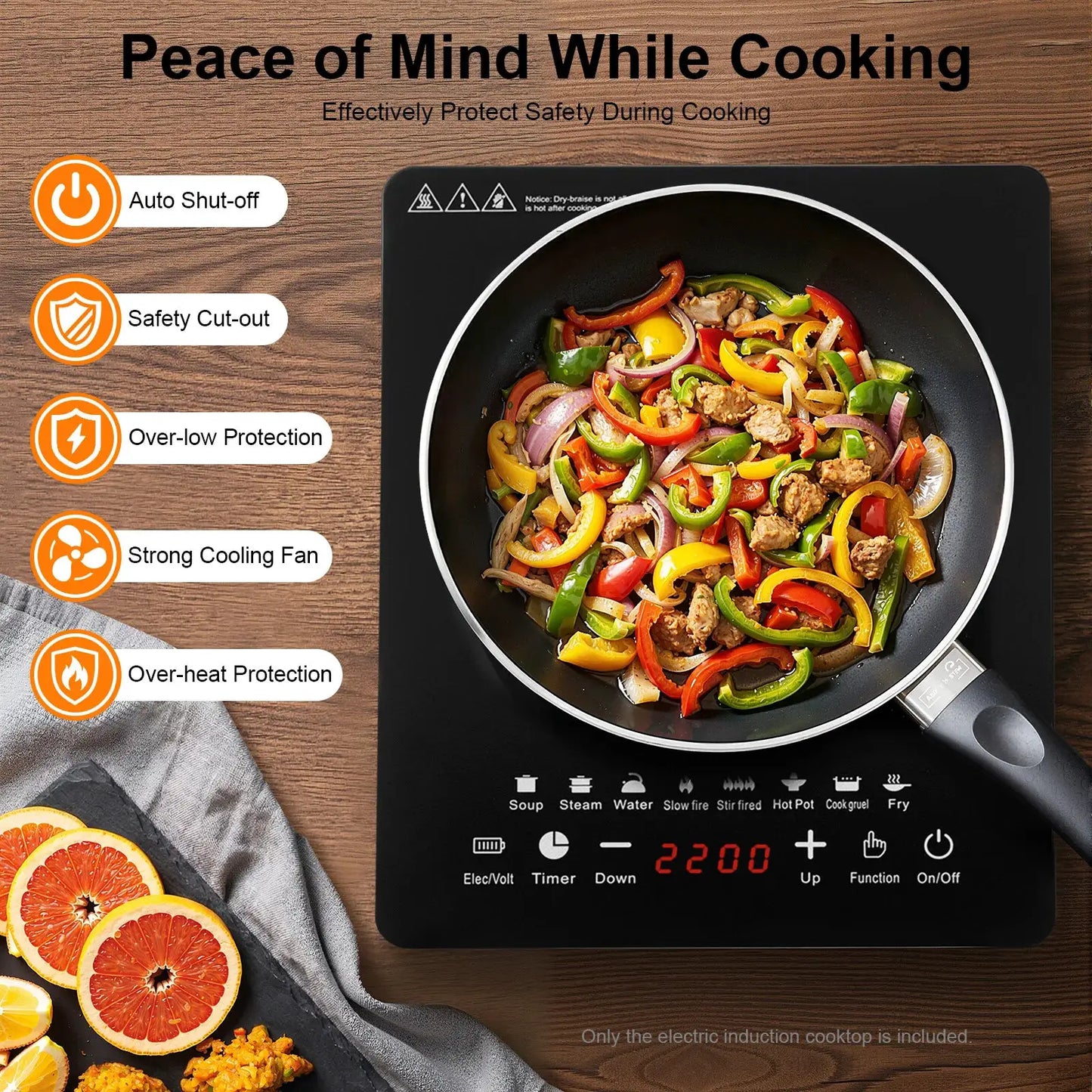 Induction Cooktop | 750W | 8 Power Levels | Portable Stove For Home And RVs