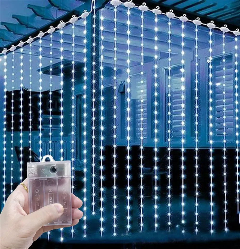 Battery LED 8 Lighting Modes Curtain String Light for Bedroom Home Fairy Lamp Garland Festoon Party Wedding Christmas Decoration from PriceLows™