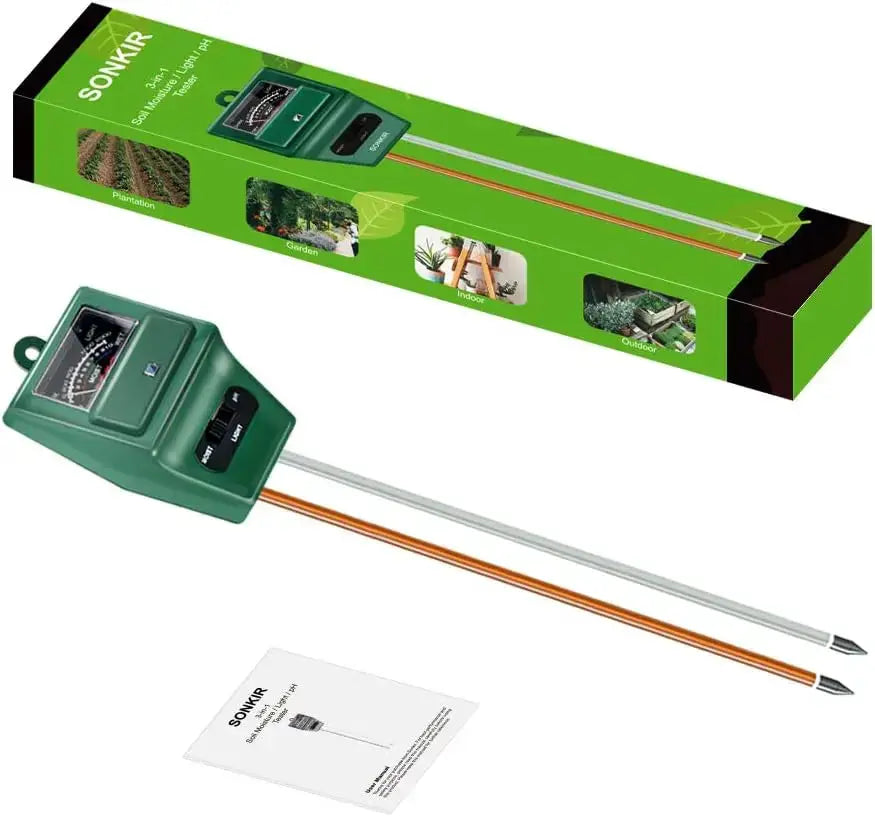 Soil pH Meter, MS02 3-in-1 Soil Moisture/Light/pH Tester Gardening Tool Kits for Plant Care, Great for Garden, Lawn, Farm, Indoor & Outdoor Use (Green) from PriceLows™