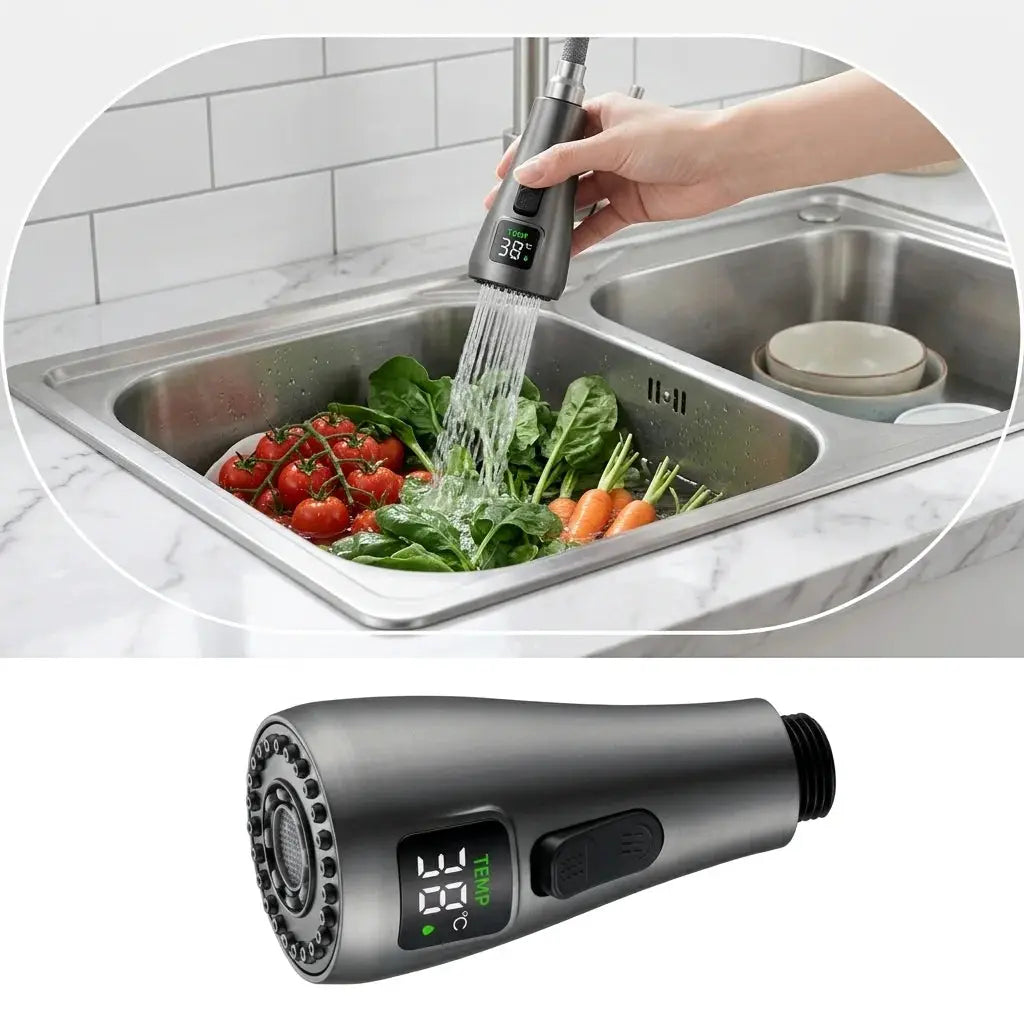 SANIVITAL LED Temperature Display Kitchen Faucet Head 3 Water Modes 360° Rotatable Replacement Spray Aerator from PriceLows™