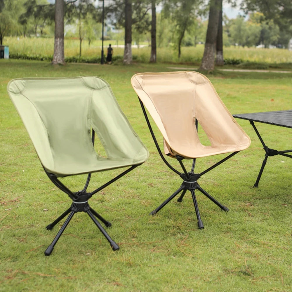 Outdoor Folding Chair | Rotatable Swivel | Lightweight | Brown, Black, Green