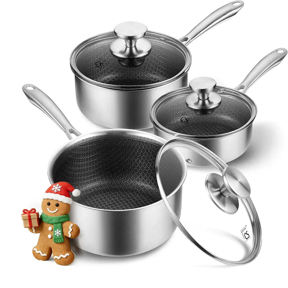 KOCH SYSTEME CS Stainless Steel Saucepan Set, 1QT & 2QT & 3QT Sauce Pan, Stainless Steel Pot Set 6 Piece, Induction Saucepans from PriceLows™
