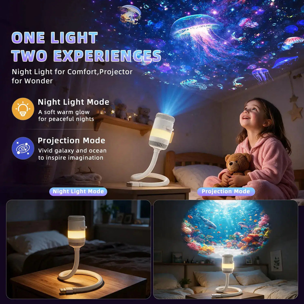Galaxy Star Projector | USB Powered | Jellyfish LED Night Light