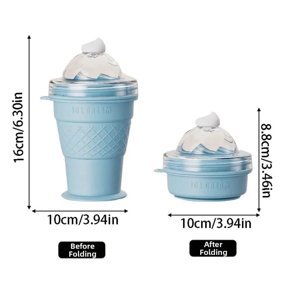 2 in 1 Foldable Ice Ball Cup Leak-Proof Ice Cream Design Ice Cube Water Bottle Portable Food Grade Ice Mold Cup Summer Outdoor from PriceLows™