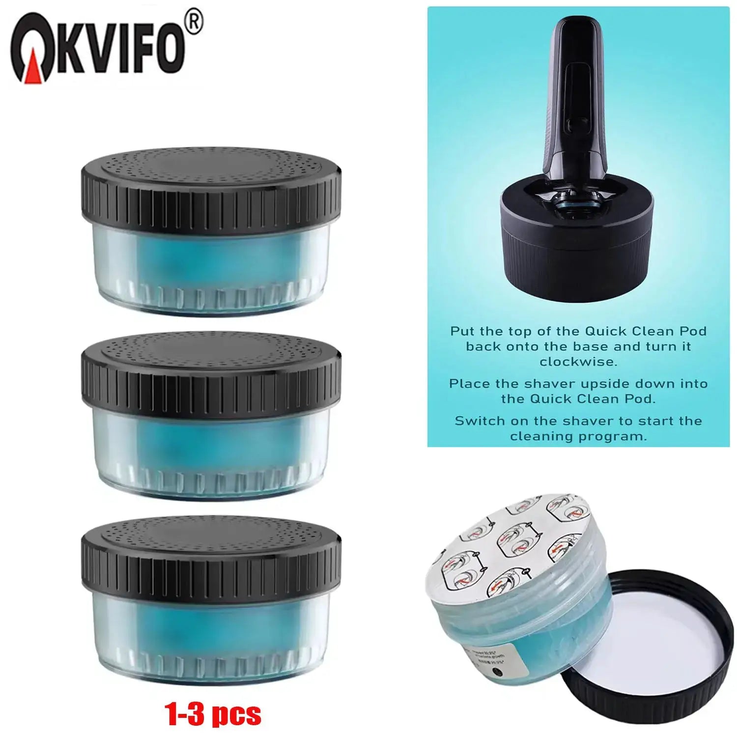 KVIFO 1-3PCS Quick Clean Pod Replacement Cartridge Compatible with Philips Norelco Quick Clean pods Just cleaning solution 160ML from PriceLows™