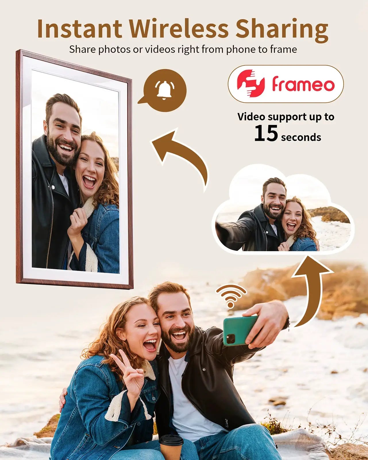 FRAMEO Digital Picture Frame- 15.6inch Digital Photo Frame with 1920 * 1080 IPS Touch Screen HD Disply,Built-in 32GB Storage,Wal from PriceLows™