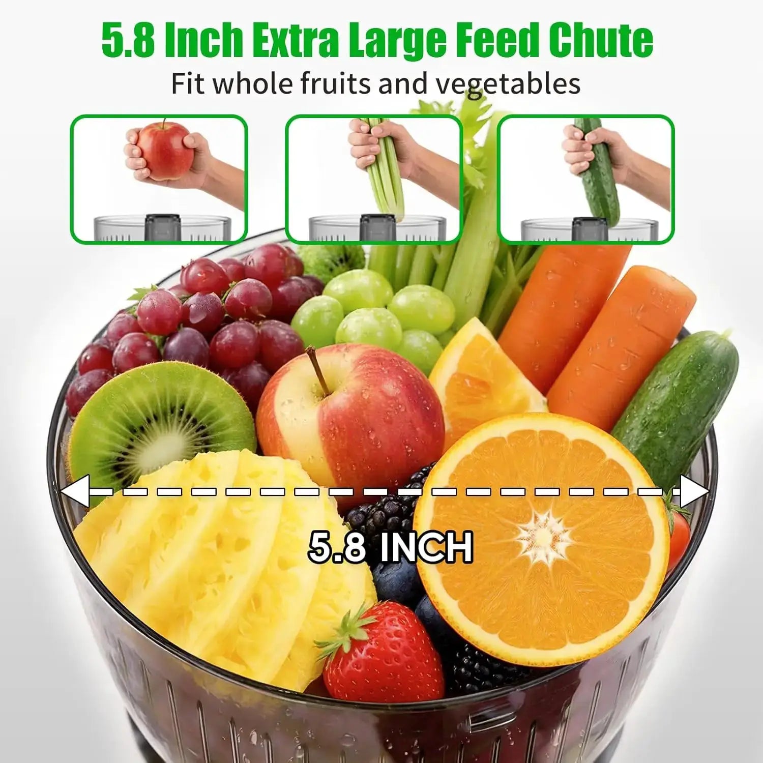 Cold Press Juicer, 300W Slow Masticating, 5.8" Wide Feed, High Juice Yield, Easy Clean from PriceLows™