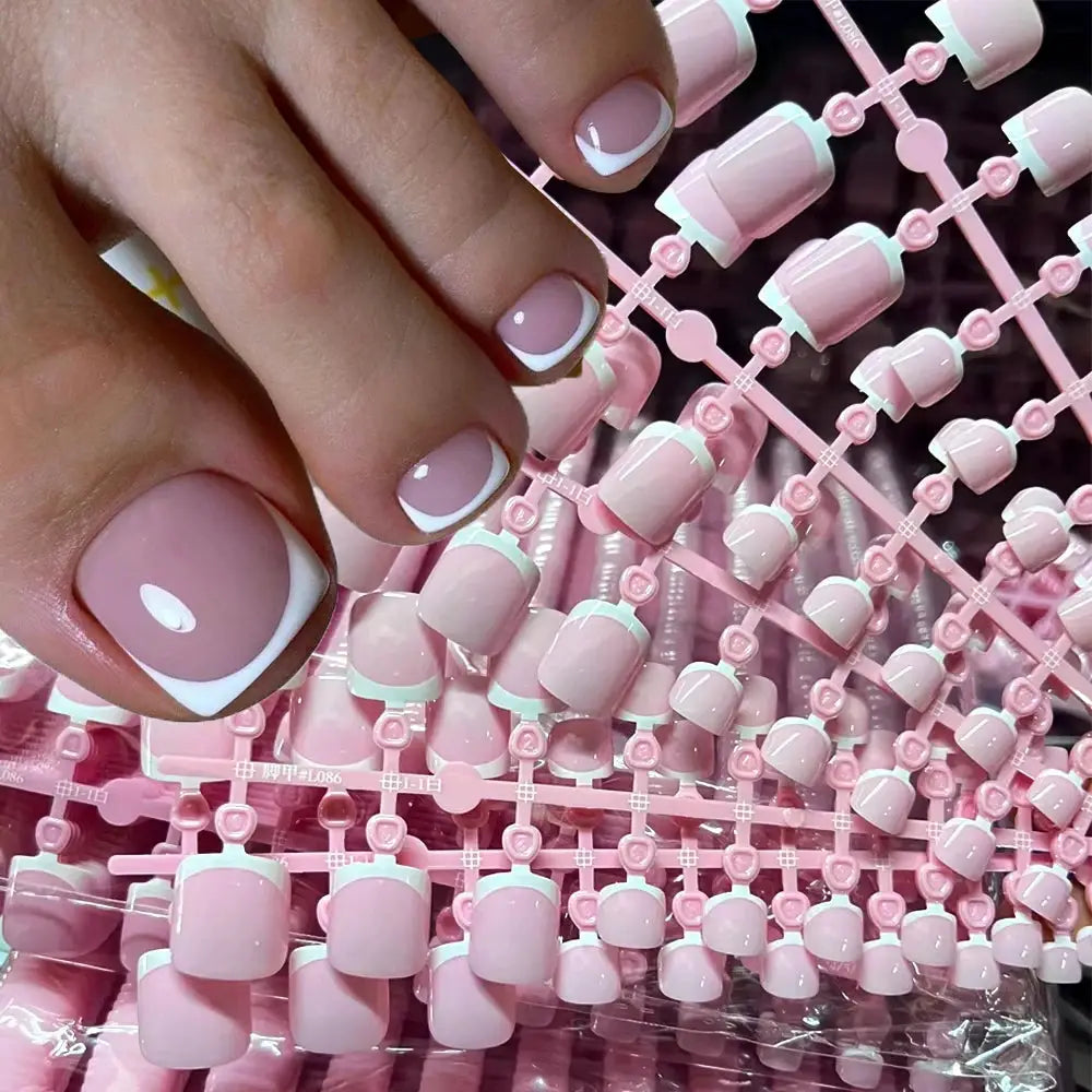 Press On Toenails | French Short Square | Glossy Full Cover | 120 Pcs