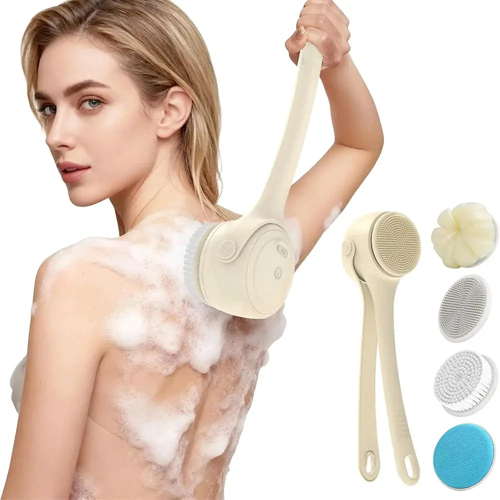 Electric Silicone Bath Brush | 4In1 Back Scrubber | Long Handle