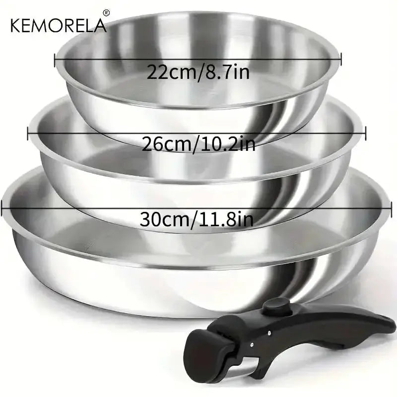Stainless Steel Frying Pan Set | 316 Stainless | Removable Handle | Set