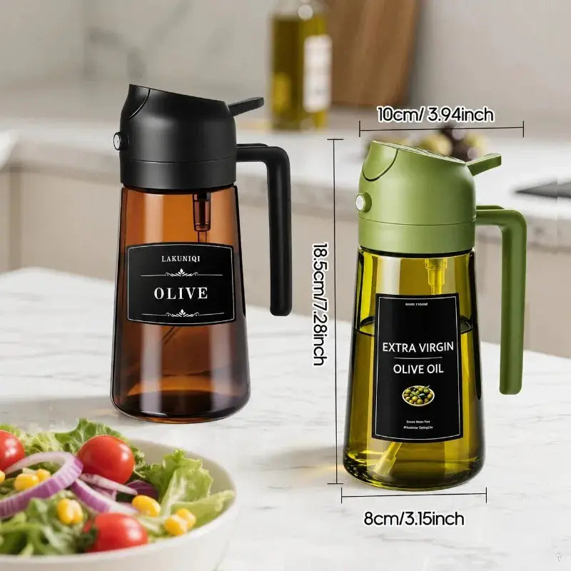 Olive Oil Dispenser | 470ml Capacity | 2 In 1 Spray And Pour | Glass