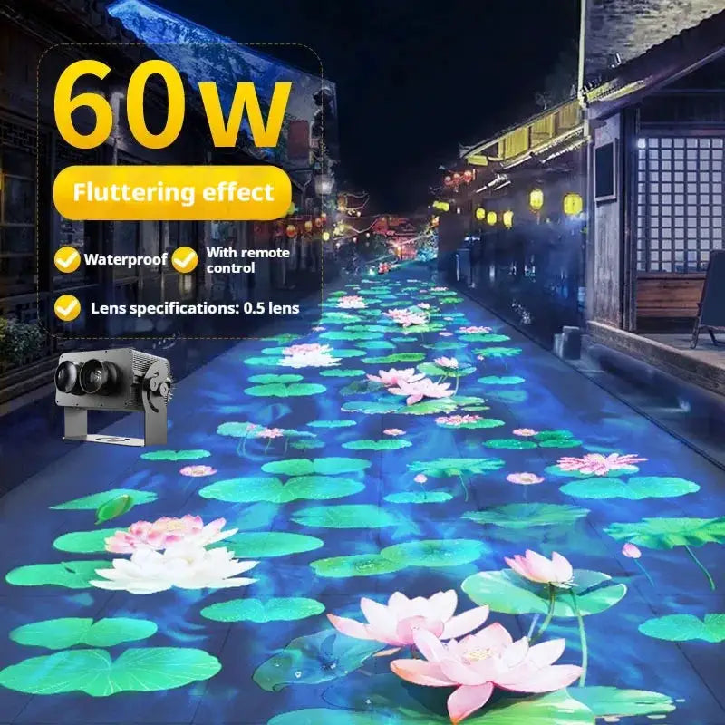LED 3D Projection Lamp | Aluminum Housing | Water Ripple Pattern