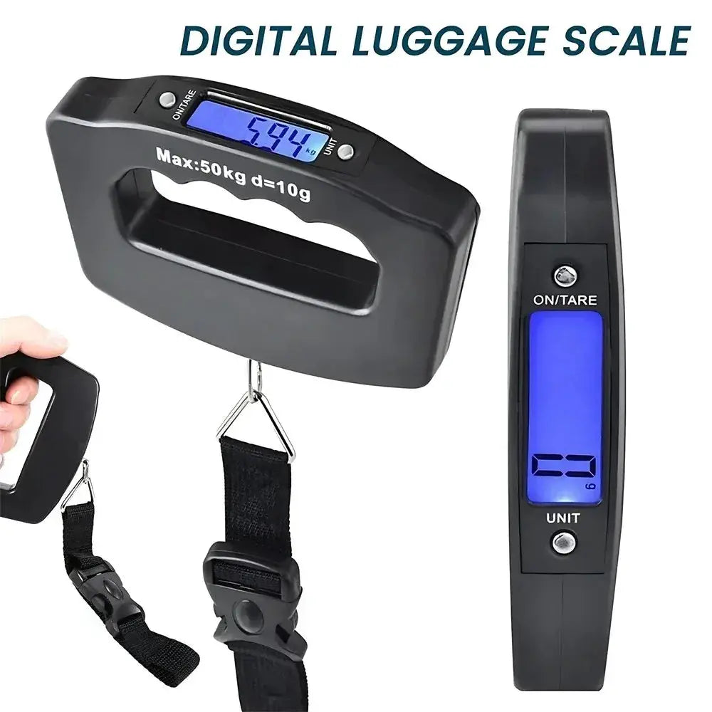 Digital Luggage Scale | 50Kg Capacity | Backlit Display | Portable Travel Hook
