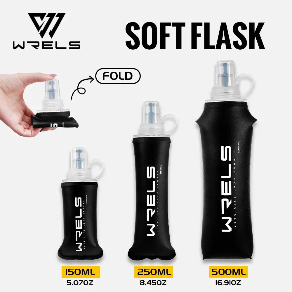 WRELS Water Bottle TPU Folding Soft Flask Outdoor Sport Water Bag Collapsible Water Bottle 500ml For Running Camping BPA Free from PriceLows™