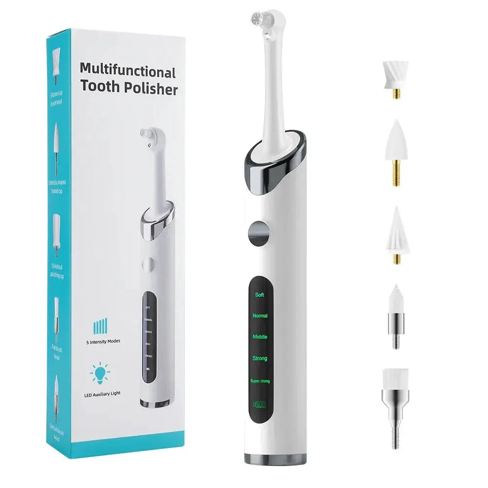 Electric Tooth Polisher | 6 Brush Heads | 5 Speed Modes | One Size