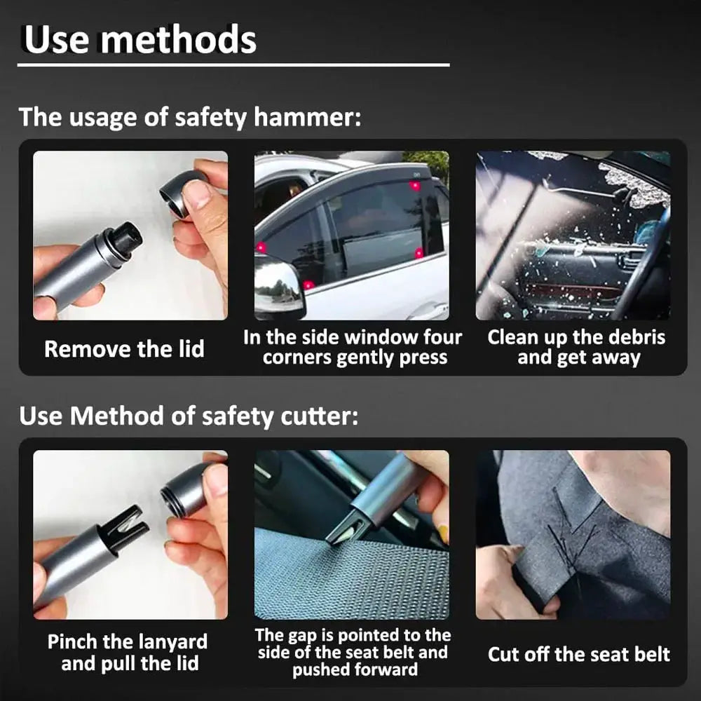 New 2 In 1 Car Safety Hammer Emergency Glass Breaker Cut The Seat Belt High Hardness Tungsten Steel Rescue Tool Auto Accessories from PriceLows™