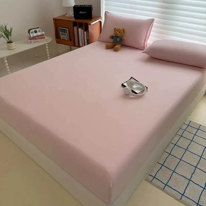 Washed Fitted Sheet with Elastic Bands Non Slip Adjustable Mattress Cover for Single Double King Queen Bed 90x200 150x200 180 from PriceLows™