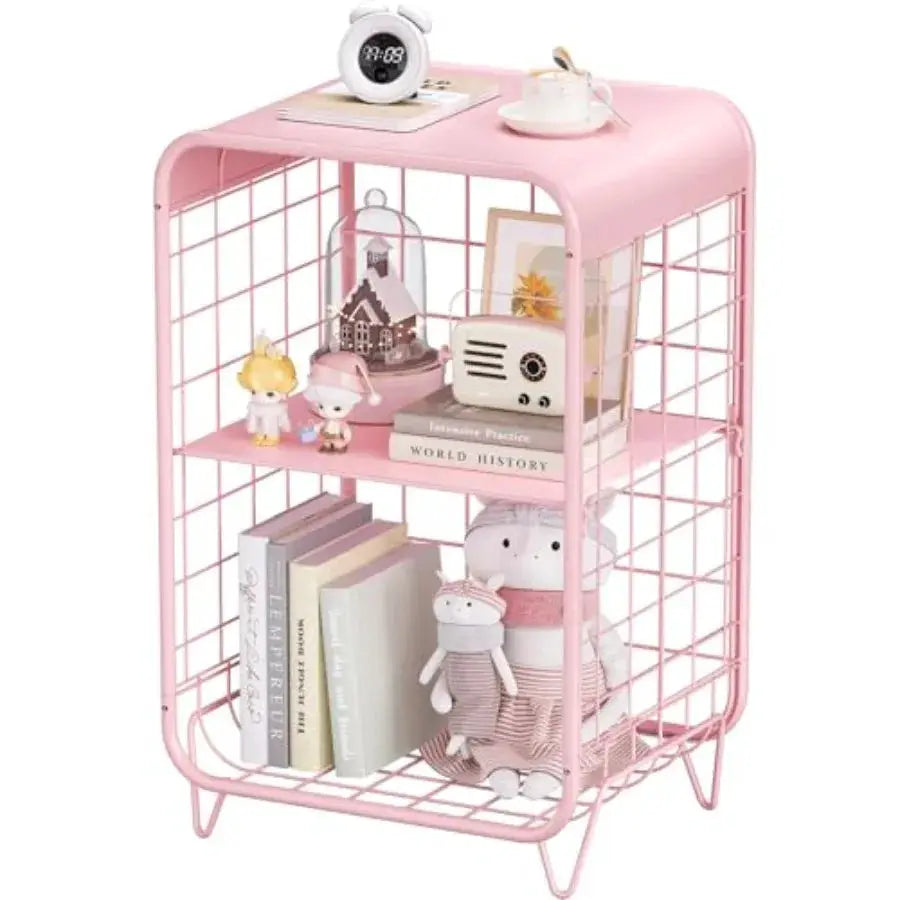 Cute Nightstand, Metal Side Table, 3 Tier End Table with Storage, Vintage Bedside Table, Girls Bedroom Furniture, Coffee Table from PriceLows™