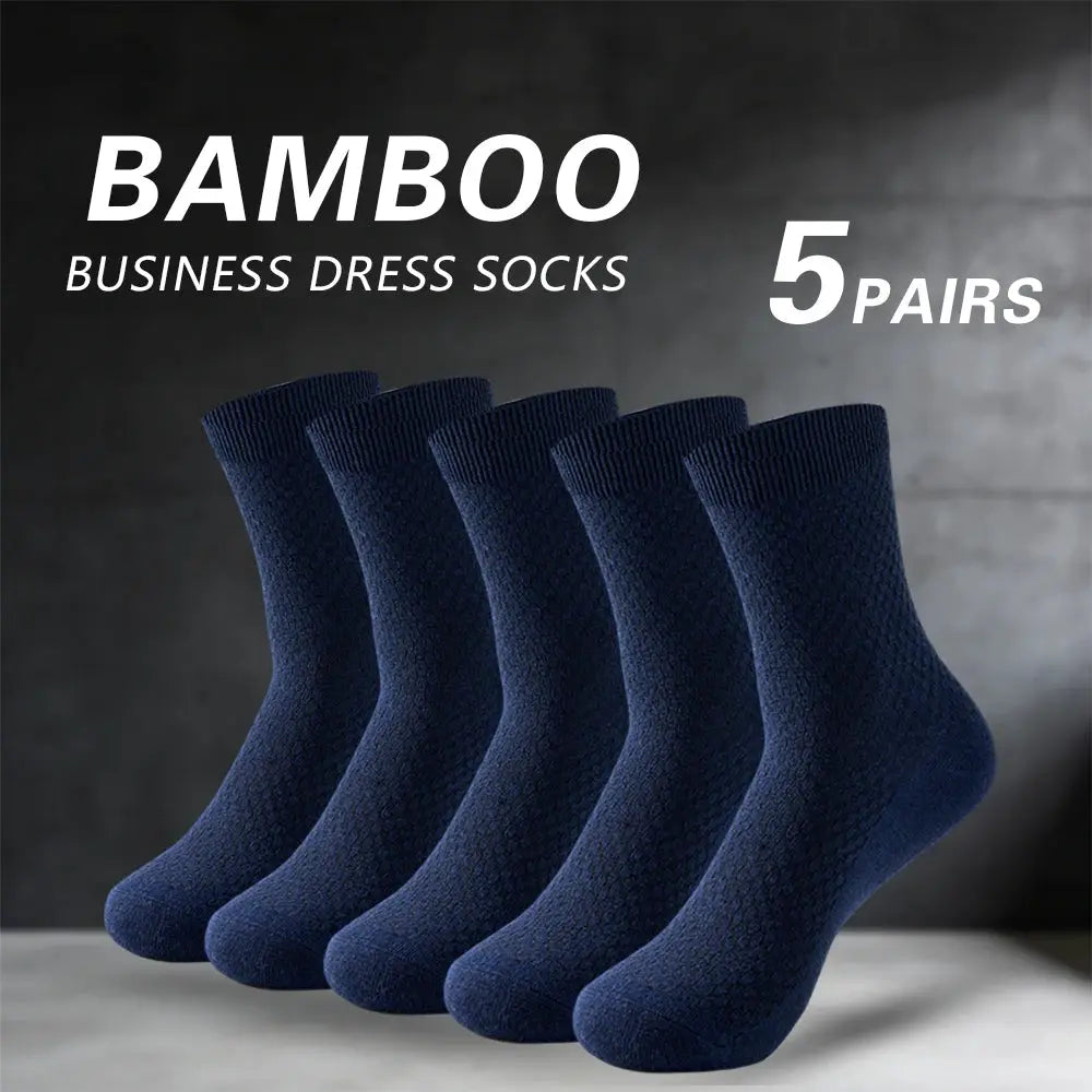 Men's Bamboo Socks | Cotton Blend | Crew | 5 Pairs