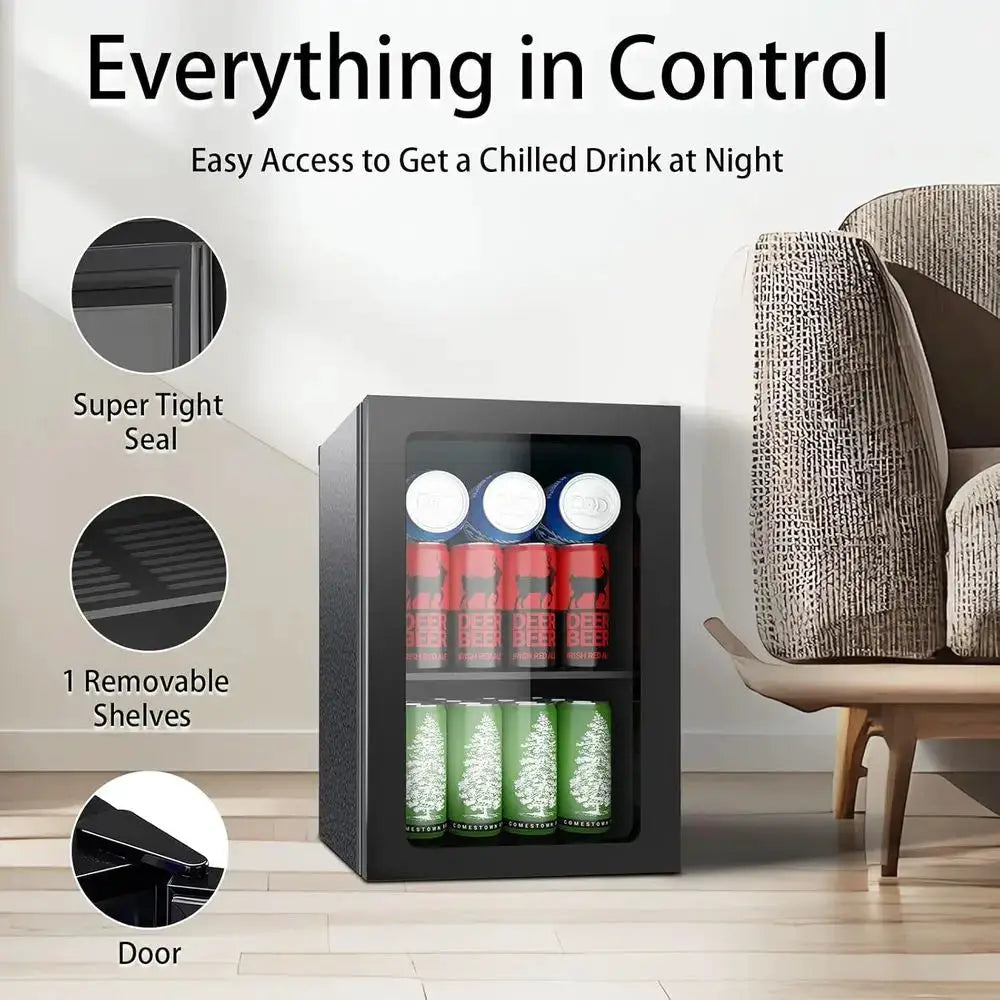 Compact 0.9 Cu. Ft. Mini Beverage Refrigerator with Clear Door, Adjustable Shelves, and Temperature Control for Beverages and Wi from PriceLows™