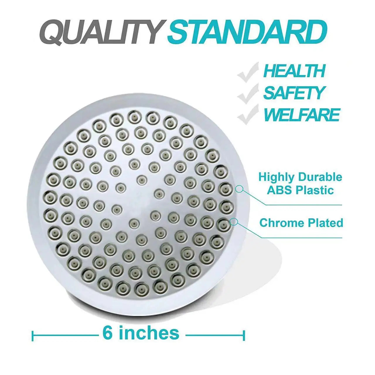 Shower Set | 6 Inch Round Shower Head | Electroplated Finish | Rod Included