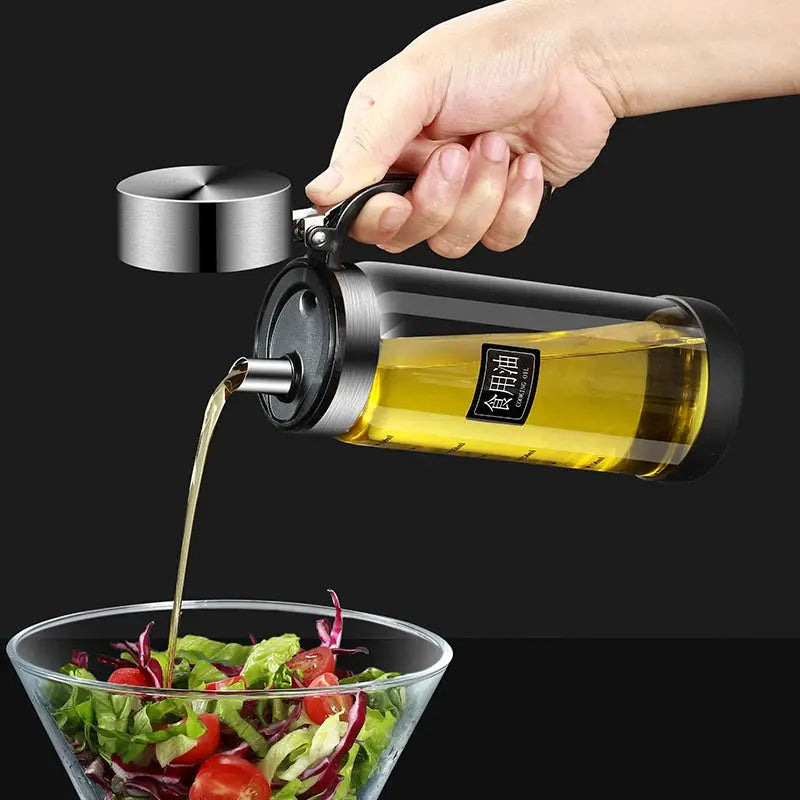 Oil Bottle Glass | Leakproof Flip Lid | Kitchen Seasoning Tool Set