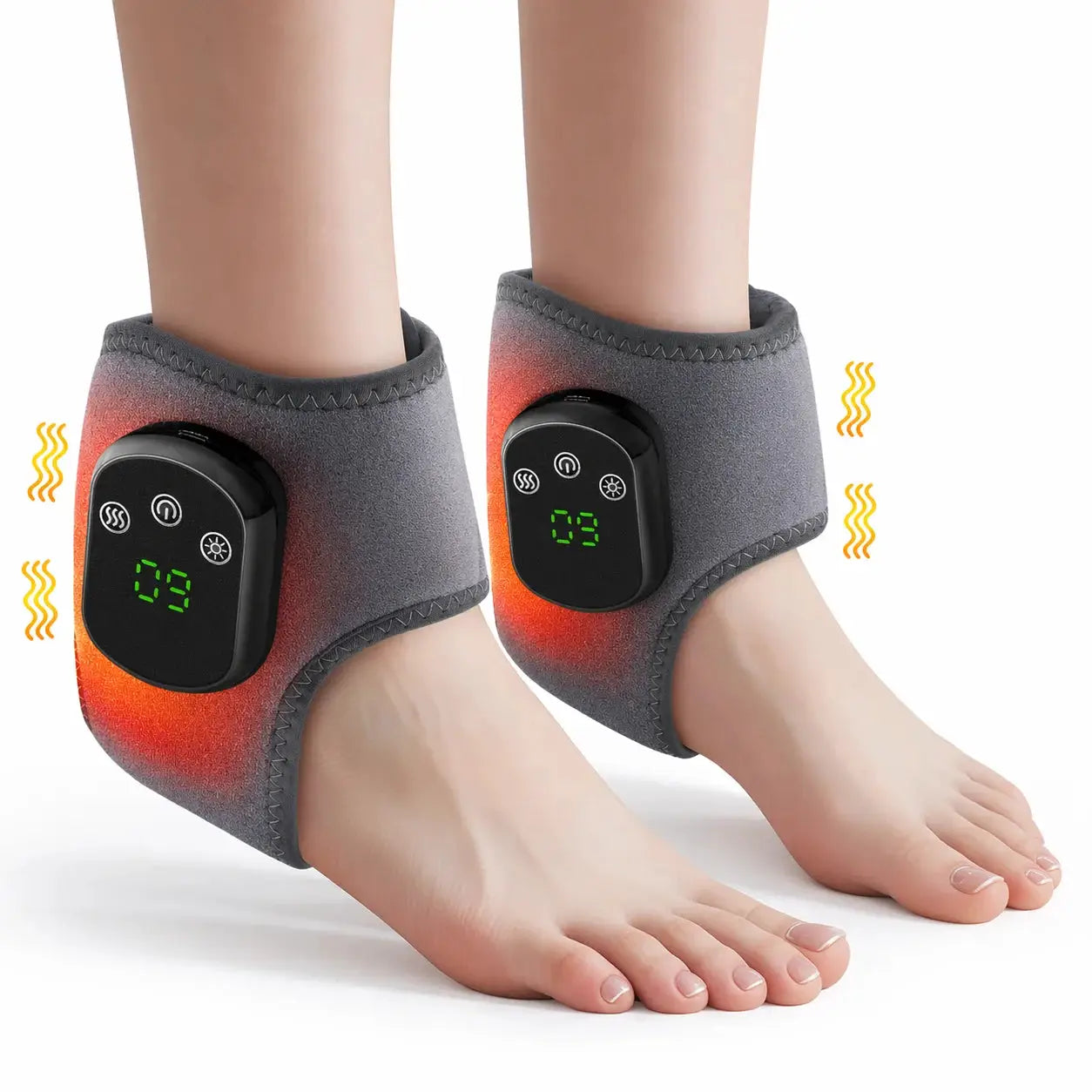 Cordless Heated Ankle Massager | 5 Heat Settings | 3 Vibration Modes