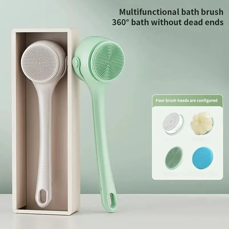 Hot Selling USB Electric Long Handle Silicone Bath Brush Electric Rotating Body Shower Cleaner Brush for Body with 4 Brush Heads from PriceLows™