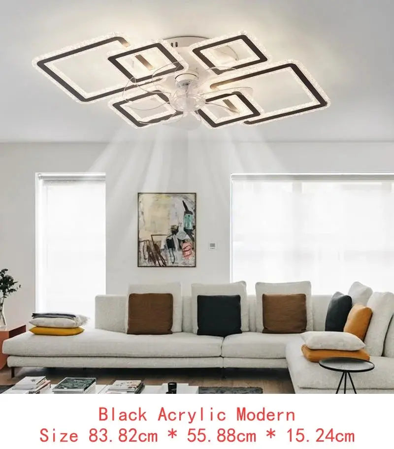 33-inch Black Ceiling Fan with Lights, Remote & App Control, Dimmable, 7 Blades, 6 Wind Speeds from PriceLows™