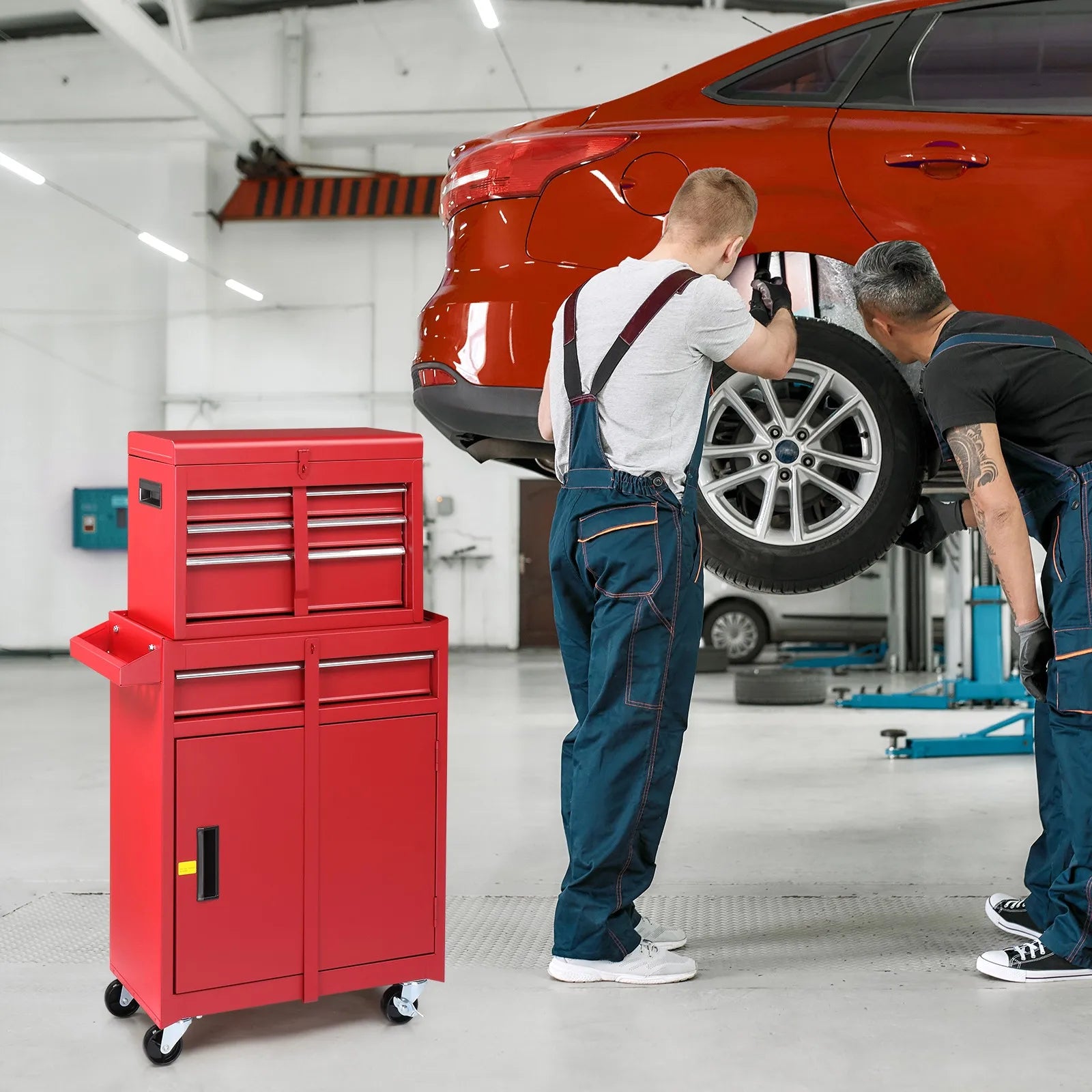 4 Drawers Rolling Tool Chest with Drawer & Handle Tool Organizer Cabinet from PriceLows™