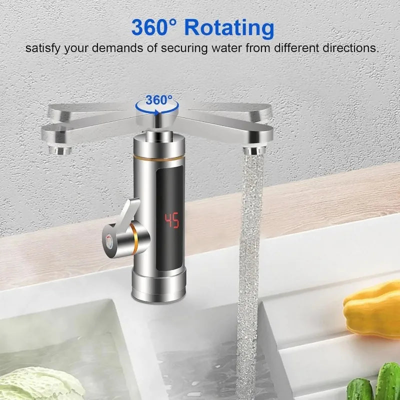 Electric Hot Water Tap | 3000W | LCD Display | 360 Degree Mixer