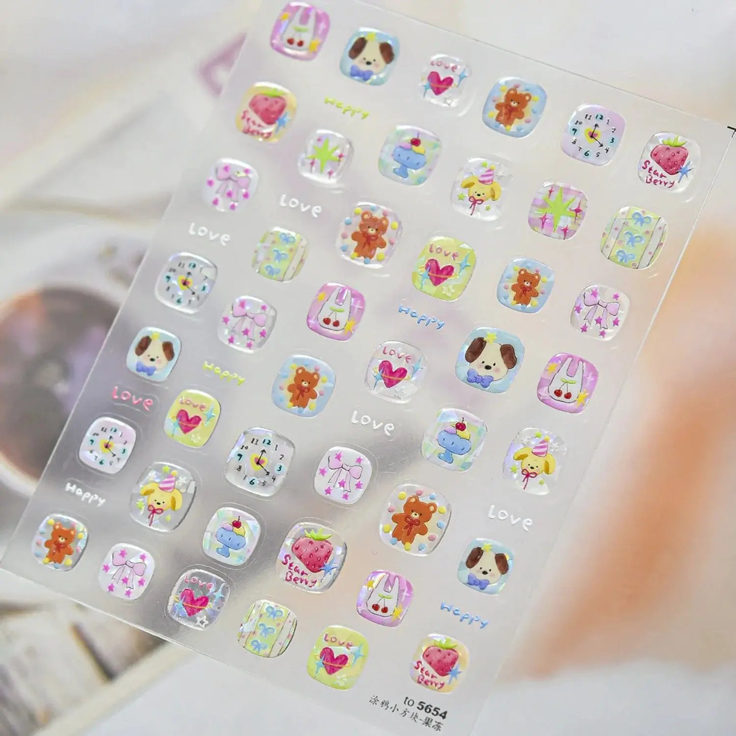 5D Hand Painted Nail Sticker Pastoral Blueberry Green Leaves Summer Fresh Style Self-adhesive Nail Decals Fruit Floral Manicure from PriceLows™